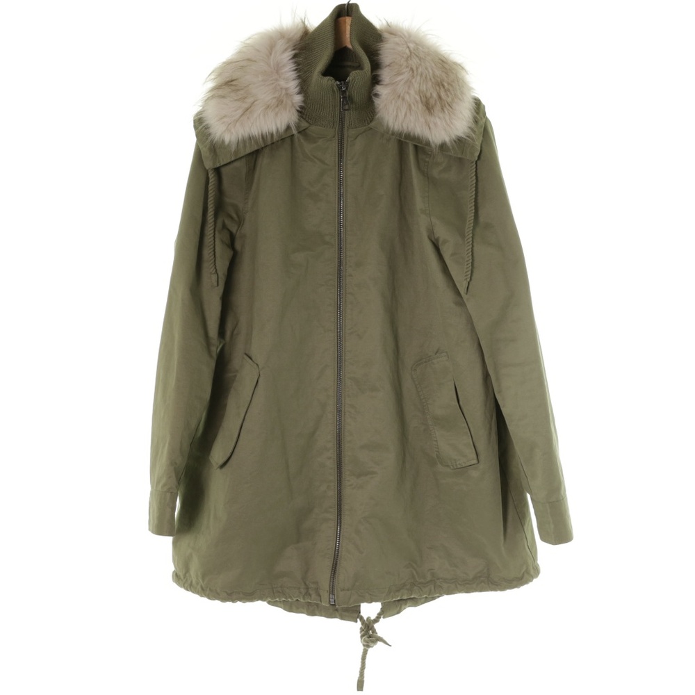 Sam Edelman Removable Faux Fur Collar A-Line Olive Green Anorak Jacket Womens M
